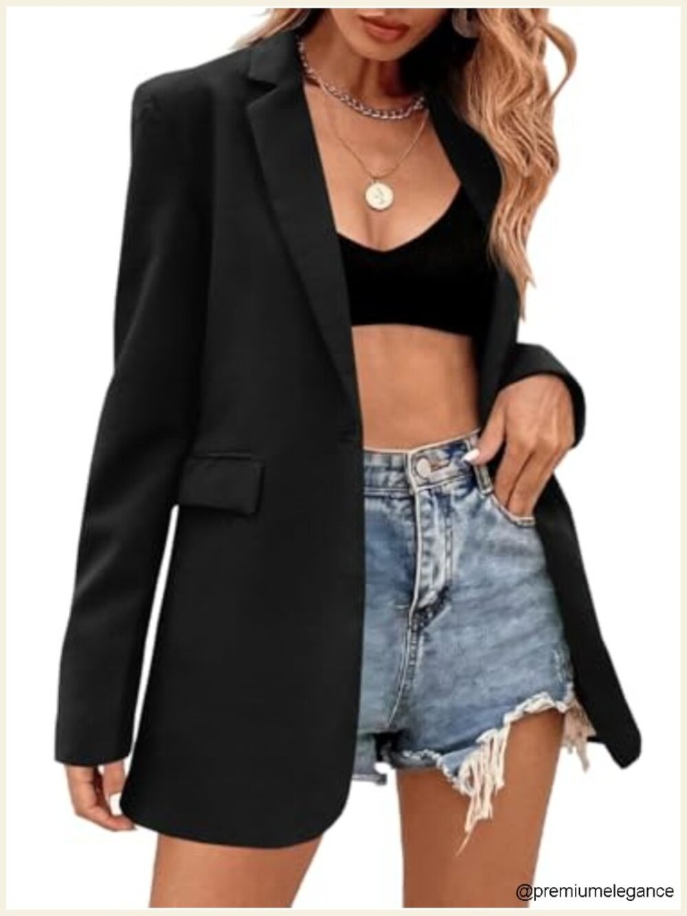 Women's Oversized Blazer Long Sleeve Notch Lapel Basic Suit Jacket
